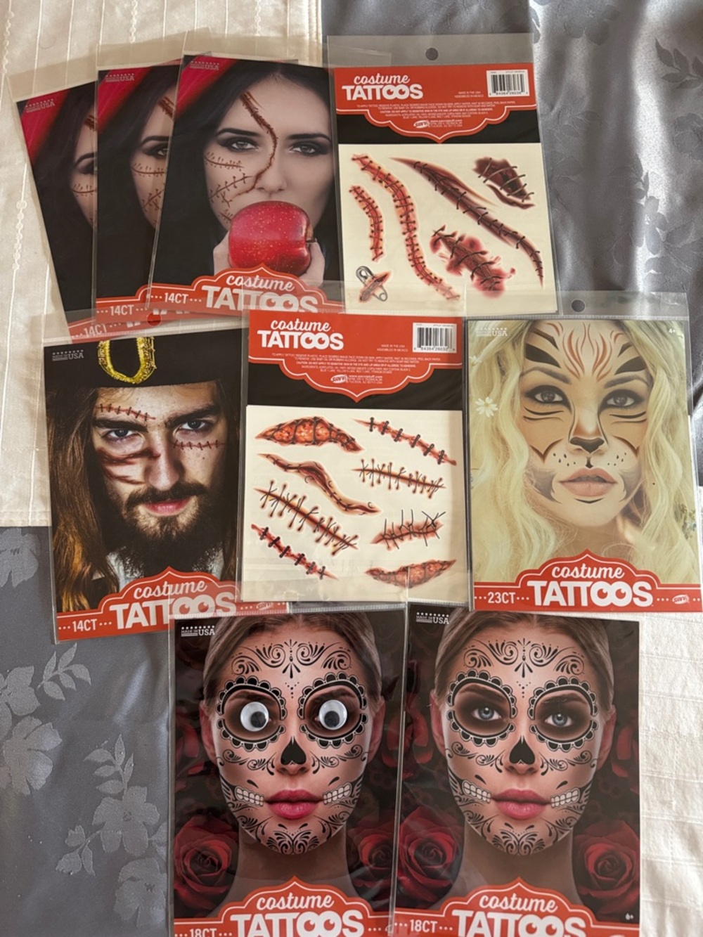 Costume Tattoos - bundle of 9 packs, as pictured -all NWT
